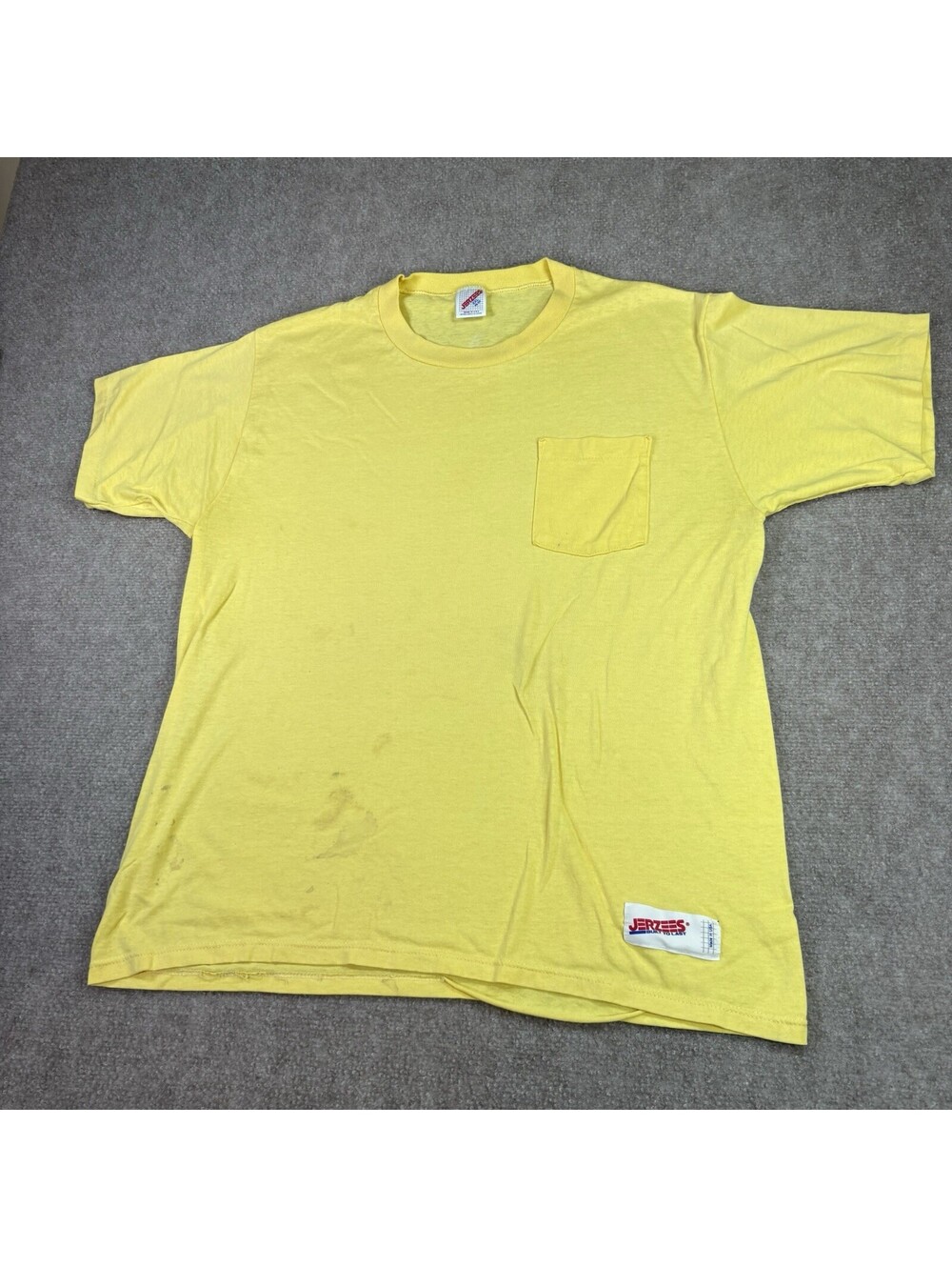 Vtg Jerzees T Shirt XXL 2XL Yellow Pocket Tee Made USA Blank 90s Single Stitch